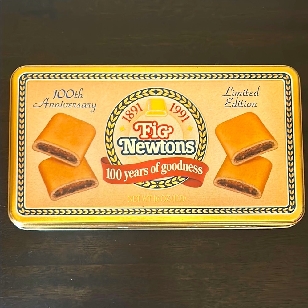 🎊 Fig Newtons Tin 100th Anniversary Limited Edition 1891- 1991 Vintage GUC